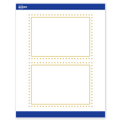 Avery® Printable Invitation Cards With Sure Feed® Technology, S00-DJ6-PRMWC10, Rectangle, 5" x 7", Matte White, Preprinted Gold Border with Gold Dots Design, Pack Of 20