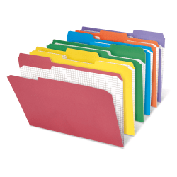 Office Depot® Brand Reinforced Tab Color File Folders With Interior Grid, 1/3 Cut, Letter Size, Assorted Colors, Box Of 100