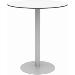 KFI Studios Eveleen Round Outdoor Bistro Patio Table, 41"H x 36"W x 36"D, Designer White/Silver