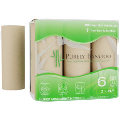 Purely Bamboo Paper Towels, 6 Total Rolls/120 Sheets Per Roll, Solid Beige