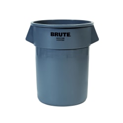 Rubbermaid® Commercial BRUTE® Round Plastic Refuse Container, 55 Gallon, Gray