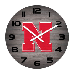 Imperial NCAA Weathered Wall Clock, 16", University Of Nebraska