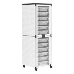 Luxor Modular Classroom Storage Cabinets, 12 Small Bins, 29"H x 18-1/4"W x 18-1/4"D, White, Pack Of 2 Stacked Modules