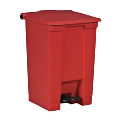 Rubbermaid Commercial Step On Container - Step-on Opening - Overlapping Lid - 12 gal Capacity - Touchless/Manual - Bacteria Resistant, Puncture Resistant, Heavy Duty, Pedal Control - 21.1" Height x 15.7" Width x 16.3" Depth - Plastic - Red - 1 Each