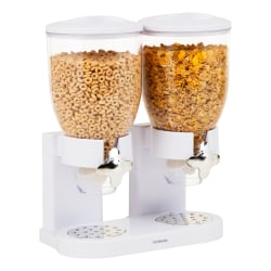 Mind Reader Double Cereal Dispenser For Countertops, 16-1/4"H x 7-1/2"W x 12-3/4"D, White