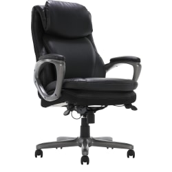 Serta® Smart Layers™ Arlington AIR™ Ergonomic Bonded Leather High-Back Executive Chair, Black/Silver