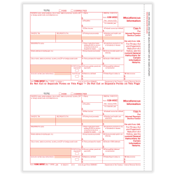 ComplyRight® 1099-MISC Tax Forms, Federal Copy A, 2-Up, Laser, 8-1/2" x 11", Pack Of 50 Forms