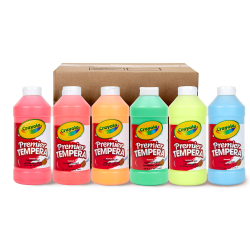 Crayola Premier Tempera Assorted Fluorescent Paint, Set Of 6