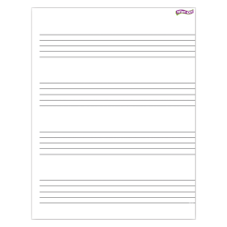TREND Music Staff Paper Wipe-Off® Chart, 17" x 22", Pack Of 6