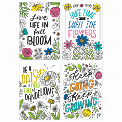 Creative Teaching Press® Bright Blooms Inspire U Posters, 19" x 13-3/8", Pack Of 4 Posters