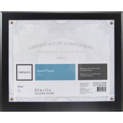 Realspace™ Award Plaque, 8-1/2" x 11", Black