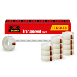 Scotch® Magic™ Tape with Dispenser, Invisible, 3/4 in. x 1000 in.,12 Tape Rolls, Clear, School Supplies and College Essentials for Students