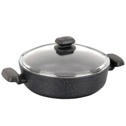 Korkmaz Ornella 2-Piece Aluminum Nonstick Low Casserole With Lid, 2.5 Liter, 9-1/2", Black