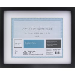 Realspace™ Photo/Document Frame, Gallery, 11" x 14", Matted For 8-1/2" x 11", Black/White