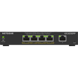 Netgear GS305EPP Ethernet Switch - 5 Ports - Manageable - 2 Layer Supported - 120 W PoE Budget - Twisted Pair - PoE Ports - Desktop, Wall Mountable - 5 Year Limited Warranty