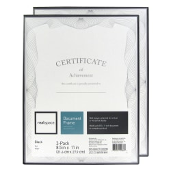 Realspace™ Slimline Document Frames, 8-1/2" x 11", Black, Pack Of 2 Frames