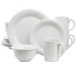 Martha Stewart Everyday 16-Piece Round Stoneware Dinnerware Set, White