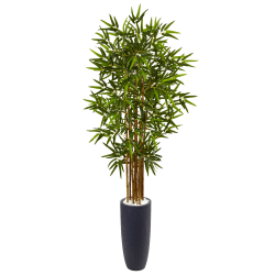 Nearly Natural Bamboo 60"H Artificial Tree With Cylinder Planter, 60"H x 24"W x 24"D, Green