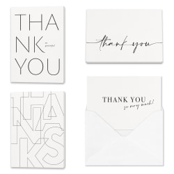 All Occasion Thank You "Black And White" Greeting Card Assortment With Blank Envelopes, 4-7/8" x 3-1/2", Pack of 24