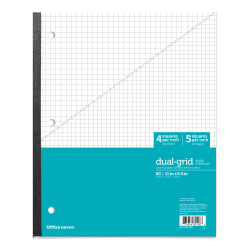 Office Depot® Brand Wireless Notebook, 8 1/2" x 11", 1 Subject, Dual-Sized Quadrille Ruled (4" x 4", 5" x 5"), 80 Sheets, Teal