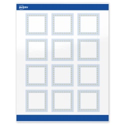 Avery® Print-To-The-Edge Labels With Sure Feed® Technology, S00-DME-PRWGP10, Square, 2" x 2", Glossy White, Preprinted Blue Border with Gold Dots Design, Pack Of 120