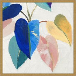 Amanti Art Bright Mood I Leaves by Isabelle Z Framed Canvas Wall Art Print, 16"H x 16"W, Gold