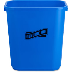 Genuine Joe Recycle Wastebasket, 15"H x 14 1/2"W x 10 1/2"D, 7.13-Gallon Capacity, Blue