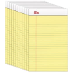 Office Depot® Brand Writing Pads, 5" x 8", Narrow Ruled, 50 Sheets, Canary, Pack Of 12 Pads
