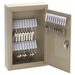 Office Depot® Brand High-Security Locking 30-Key Cabinet, 12 11/16"H x 8 1/8"W x 2 1/2"D, Sand