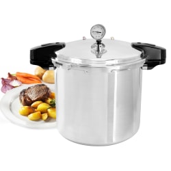 MegaChef Large Capacity 24 Qt Aluminum Stovetop Pressure Cooker/Canner For Induction And Gas Stovetops, Silver