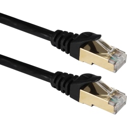 QVS 3ft CAT7 10Gbps S-STP Flexible Molded Patch Cord - 3 ft Category 7 Network Cable for Network Device - First End: 1 x RJ-45 Network - Male - Second End: 1 x RJ-45 Network - Male - Patch Cable - Shielding - Gold Plated Contact - Black - 1