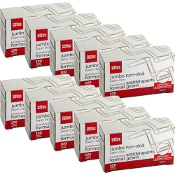 Office Depot® Brand Non-Skid Paper Clips, Jumbo, Silver, Pack Of 10 Boxes, 100 Clips Per Box, 1,000 Total