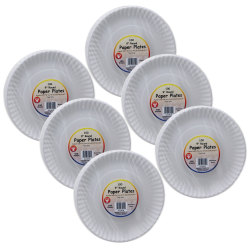 Hygloss Paper Plates, 9", White, 100 Plates Per Pack, Set Of 6 Packs