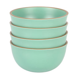 Gibson Home Rockabye 4-Piece Melamine Cereal Bowl Set, 6-1/8", Matte Green