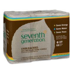 Seventh Generation™ Unbleached 2-Ply Jumbo Paper Towels, 100% Recycled, Natural, 120 Sheets Per Roll, Pack Of 6 Rolls