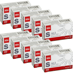 Office Depot® Brand Paper Clips, No. 1, Small, Silver, Pack Of 10 Boxes, 100 Per Box, 1,000 Total