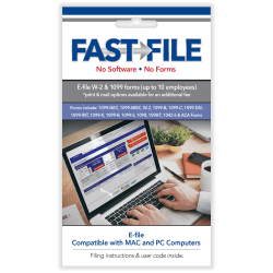 ComplyRight® FASTFILE Tax Filings For Small Business, W-2/1099, Card For 10 Tax Filings, PC/Mac