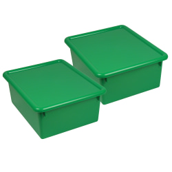 Romanoff Stowaway Letter Boxes With Lids, 5-1/4"H x 10-1/2"W x 13-1/4"D, Green, Pack Of 2 Boxes