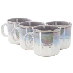 Meritage Luster 4-Piece Reactive Glaze Stoneware Mug Set, 19.8 Oz, Gray