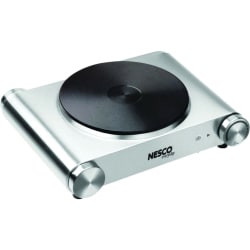 Nesco Single-Burner Electric Cast Iron Hot Plate, 3-1/2"H x 9-3/4"W x 11-3/4"D, Silver