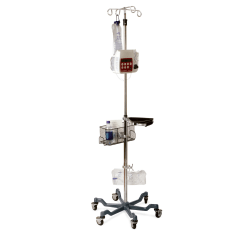 Medline 6-Leg Heavy-Duty IV Stands, 73" - 99 1/2" x 24", Gray/Stainless Steel, Pack Of 2
