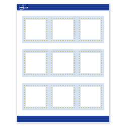 Avery® Print-To-The-Edge Cards With Sure Feed® Technology, S00-DMK-PRMWC10, Square, 2-1/2" x 2-1/2", Matte White, Preprinted Blue Border with Gold Dots Design, Pack Of 90