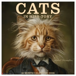 2026 Willow Creek Press Art & Design Monthly Wall Calendar, 12" x 12", Cats in Hiss-tory, January To December, 55717