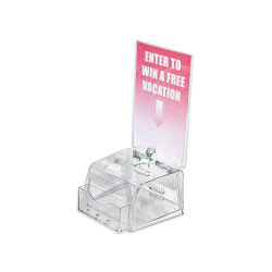 Azar Displays Plastic Suggestion Box, With Lock, Molded, Small, 3 1/2"H x 5 1/2"W x 5"D, Clear
