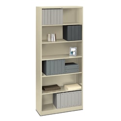 HON® Brigade® 6 Shelf Transitional Modular Shelving Bookcase, 81-1/8"H x 34-1/2"W x 12-5/8"D, Putty