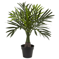 Nearly Natural Mini Areca Palm 15-1/2"H Artificial Plant With Planter, 15-1/2"H x 13"W x 13"D, Green/Black
