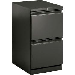 HON® Brigade® 23"D Lateral 2-Drawer Mobile Pedestal File Cabinet, Charcoal