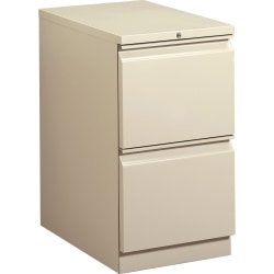 HON® Brigade® 15"W x 22-7/8"D Lateral 2-Drawer Mobile Pedestal File Cabinet, Putty