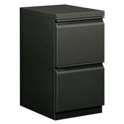 HON® Brigade® 15"W x 19-7/8"D Lateral 2-Drawer Mobile "R" Pull Pedestal File Cabinet, Charcoal