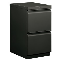 HON® Brigade® 15"W Vertical 2-Drawer Mobile "R" Pull Pedestal Cabinet, Charcoal